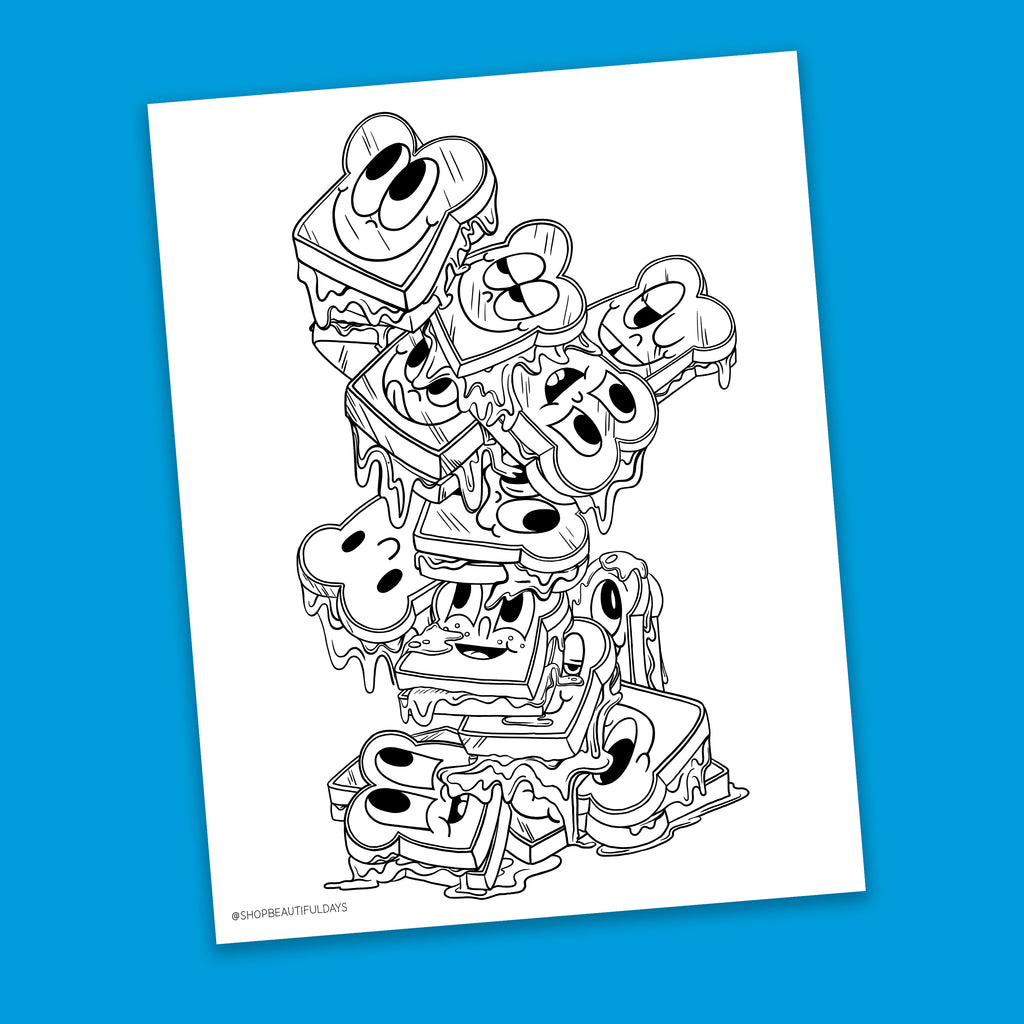 Grilled Cheese Coloring Page - Free Downloadable PDF