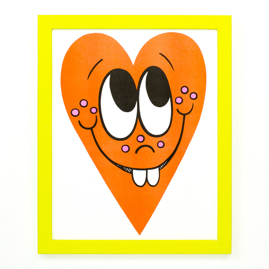 Risograph Heart Print - Tangerine