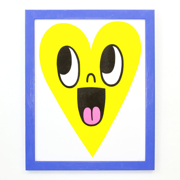 Risograph Heart Print - Bright Yellow
