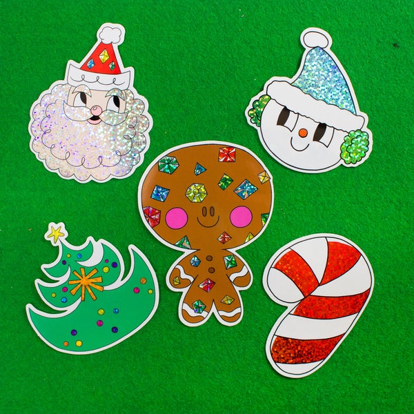 Glitter Christmas Vinyl Sticker Set