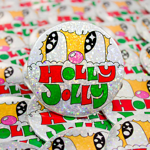 Holly Jolly Sparkle Button